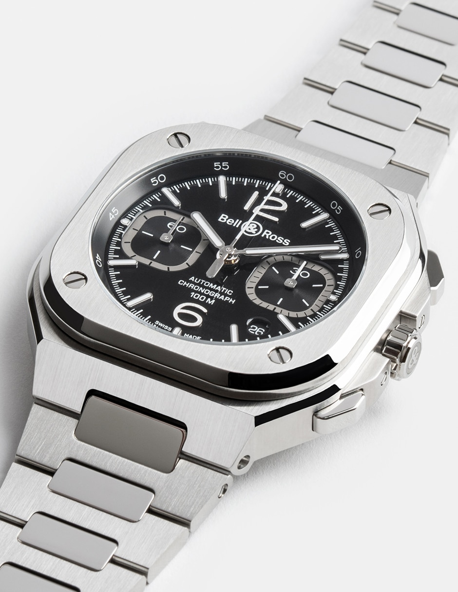 Reloj Bell & Ross Br-05 Chrono Black Steel para hombre BR05C-BLC-ST/SST 19