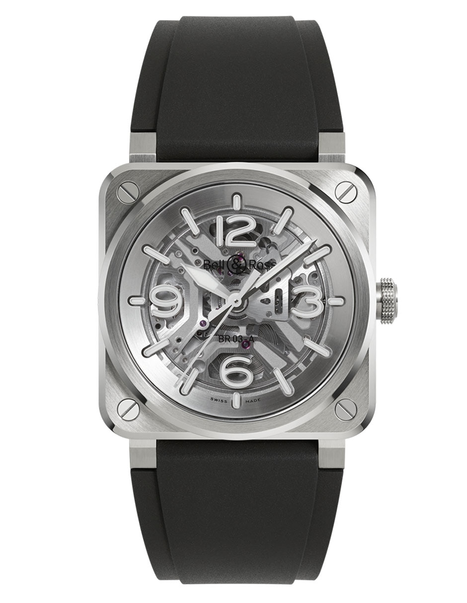 Reloj bell & ross unisex br03a-bl-skst/srb 1