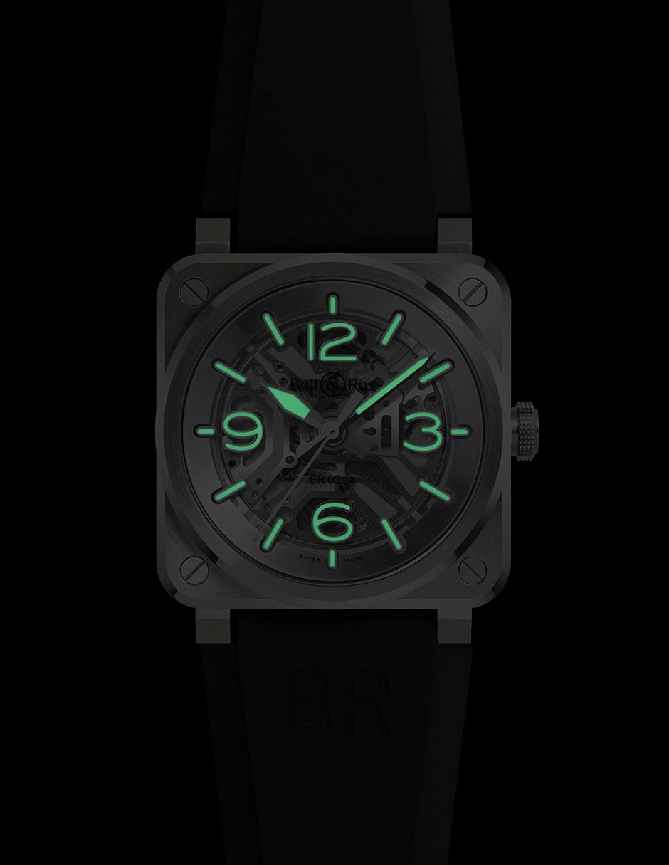 Reloj bell & ross unisex br03a-bl-skst/srb 2